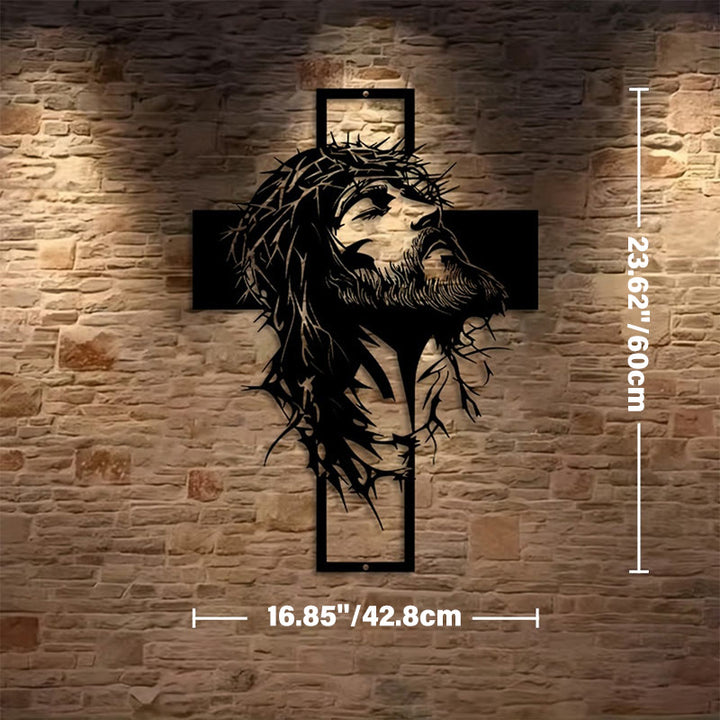 Christianartworkshop Decorazione murale in metallo con croce di Gesù e corona di spine: una sincera dichiarazione di fede  - Nero - 16,85''*23,62''*0,06''/42,8 cm*60 cm*0,15 cm - image 4