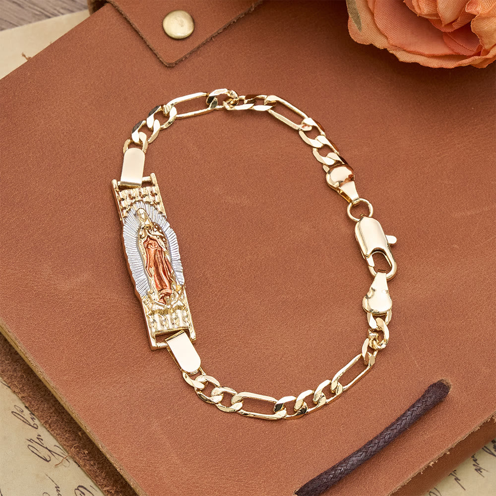 Christianartworkshop Bracciale a catena Figaro con medaglioni devozionali di Maria e San Giuda: simbolo di protezione divina. - Madonna Rosa - image 5