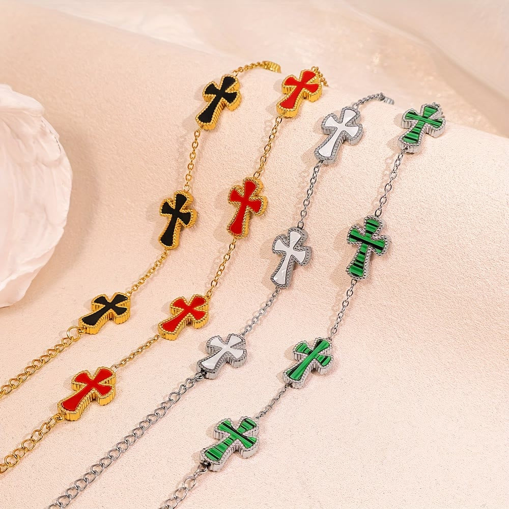 Christianartworkshop Bracciale con croce smaltata colorata: un simbolo lussuoso di fede e devozione gioiosa - image 0