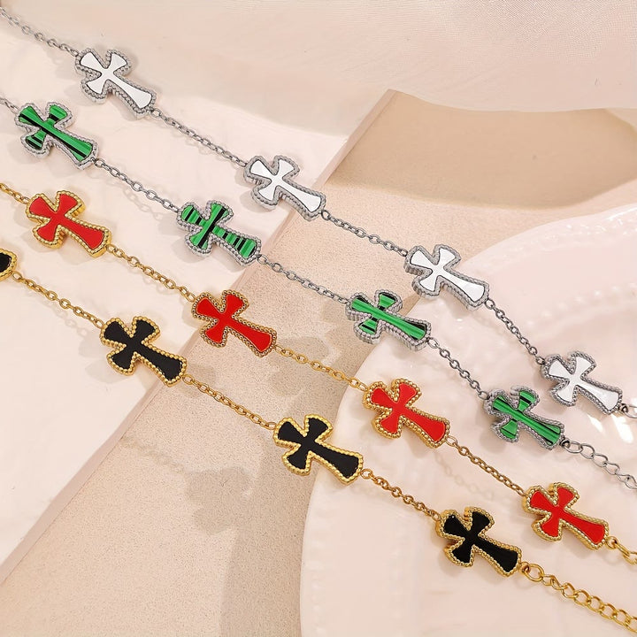 Christianartworkshop Bracciale con croce smaltata colorata: un simbolo lussuoso di fede e devozione gioiosa - image 1