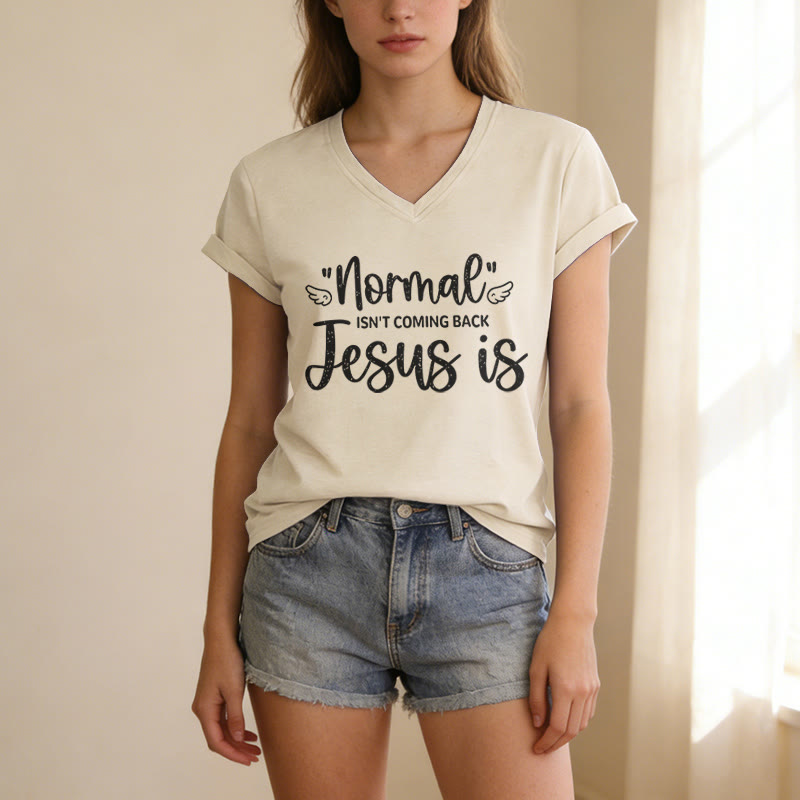 Christianartworkshop La normalità non tornerà più - T-shirt casual con scollo a V - image 3
