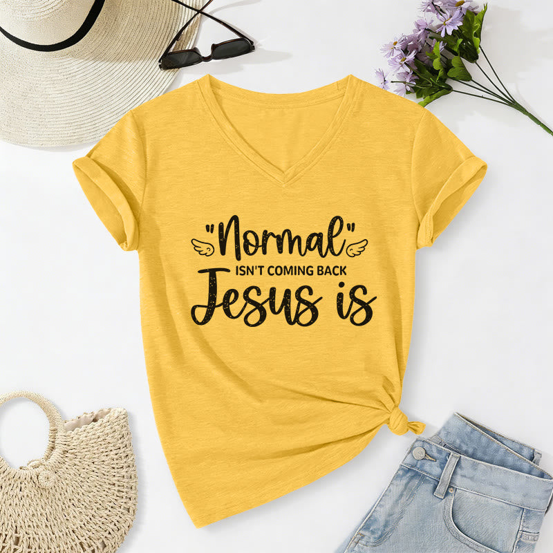 Christianartworkshop La normalità non tornerà più - T-shirt casual con scollo a V - Giallo - 2XL - image 0