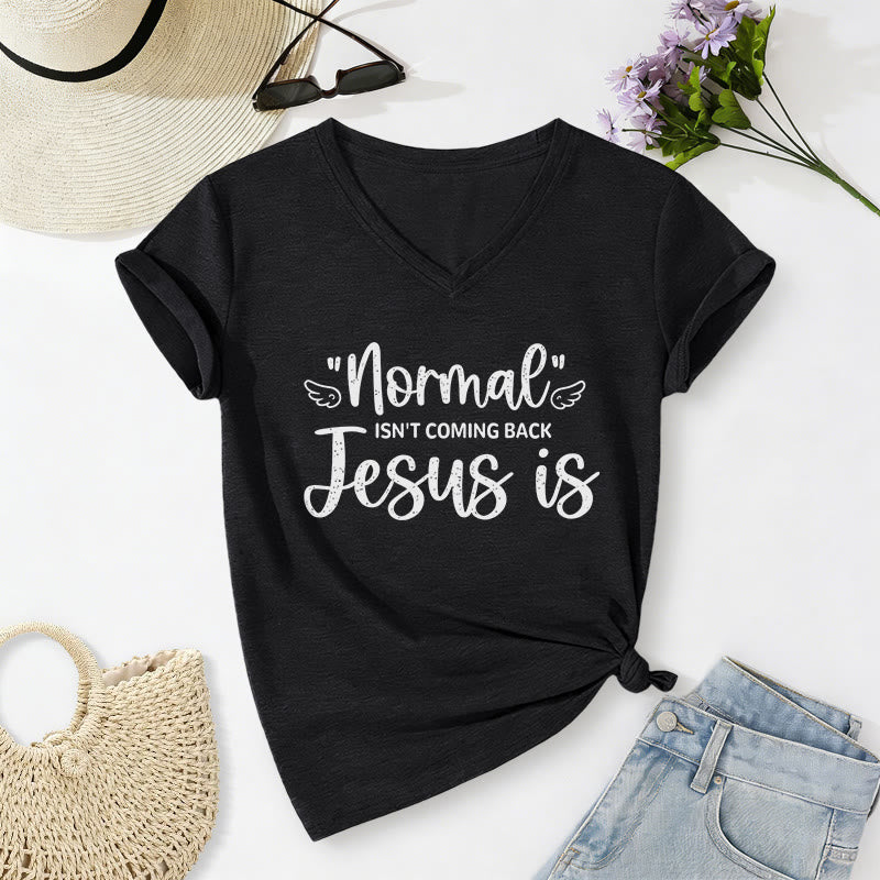 Christianartworkshop La normalità non tornerà più - T-shirt casual con scollo a V - Nero - 2XL - image 12