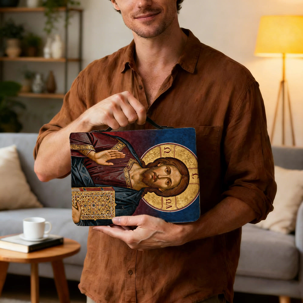 Christianartworkshop Copertina per Bibbia devozionale con icona di Gesù Cristo e croce decorata. - image 3