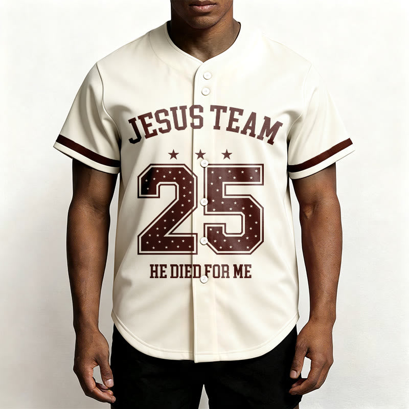 Christianartworkshop Jesus Team 25 He Died For Me Faith Baseball Jersey - image 1
