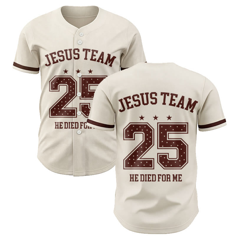 Christianartworkshop Jesus Team 25 He Died For Me Faith Baseball Jersey - 5XL - image 0