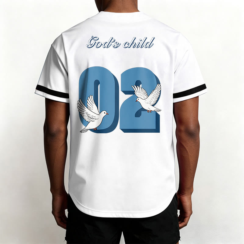 Christianartworkshop Maglia da baseball con design ispiratore "Figlio di Dio" con colomba e numero - image 9
