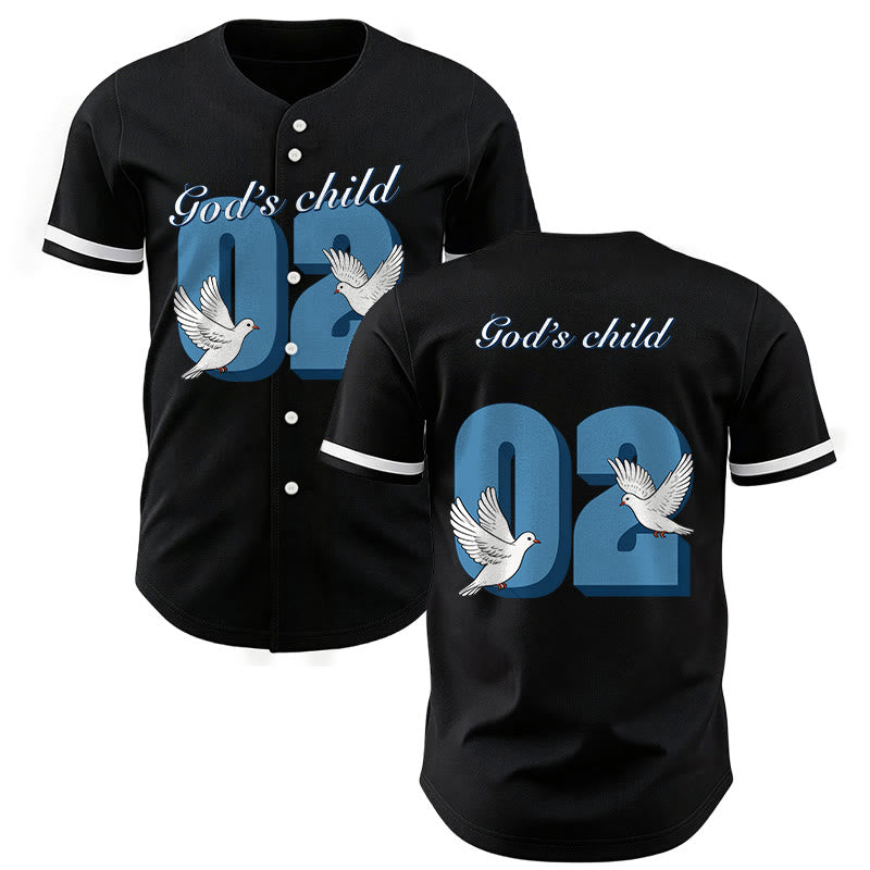 Christianartworkshop Maglia da baseball con design ispiratore "Figlio di Dio" con colomba e numero - Nero - 5XL - image 0