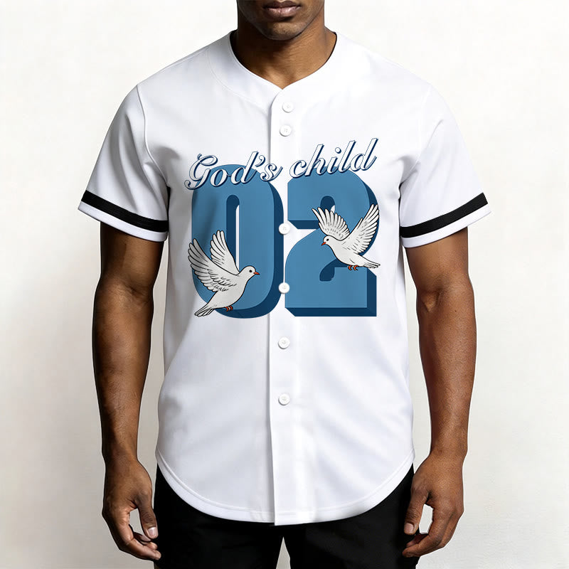 Christianartworkshop Maglia da baseball con design ispiratore "Figlio di Dio" con colomba e numero - image 8