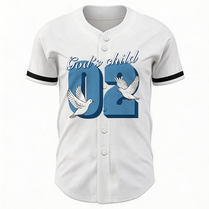 Christianartworkshop Maglia da baseball con design ispiratore "Figlio di Dio" con colomba e numero - image 12
