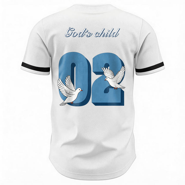 Christianartworkshop Maglia da baseball con design ispiratore "Figlio di Dio" con colomba e numero - image 13