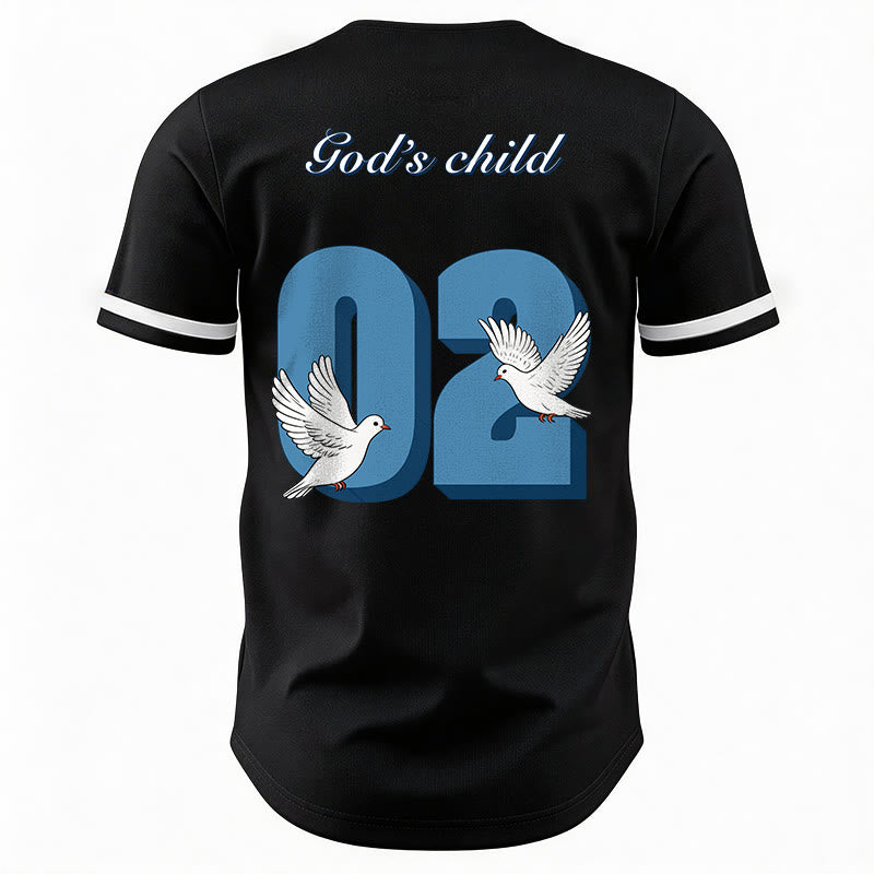 Christianartworkshop Maglia da baseball con design ispiratore "Figlio di Dio" con colomba e numero - image 6