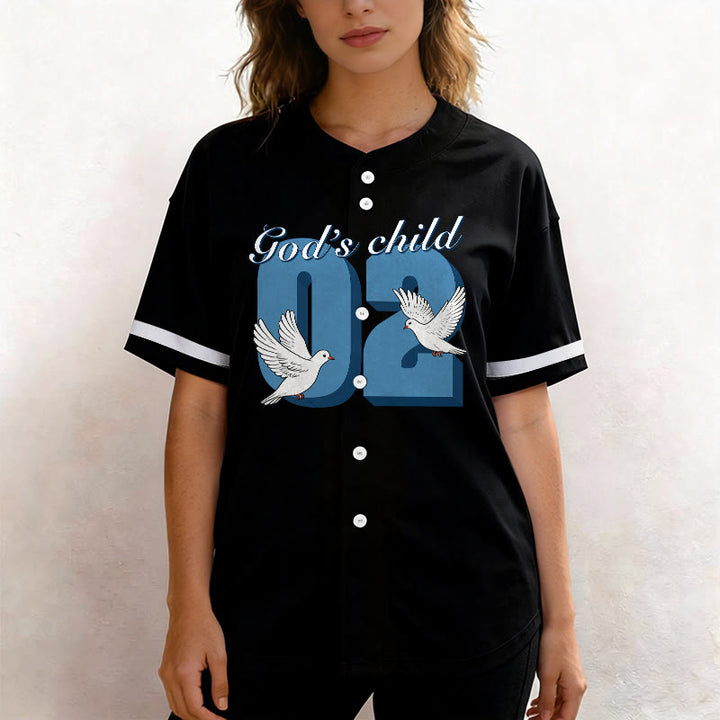Christianartworkshop Maglia da baseball con design ispiratore "Figlio di Dio" con colomba e numero - image 3
