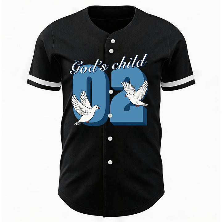 Christianartworkshop Maglia da baseball con design ispiratore "Figlio di Dio" con colomba e numero - image 5