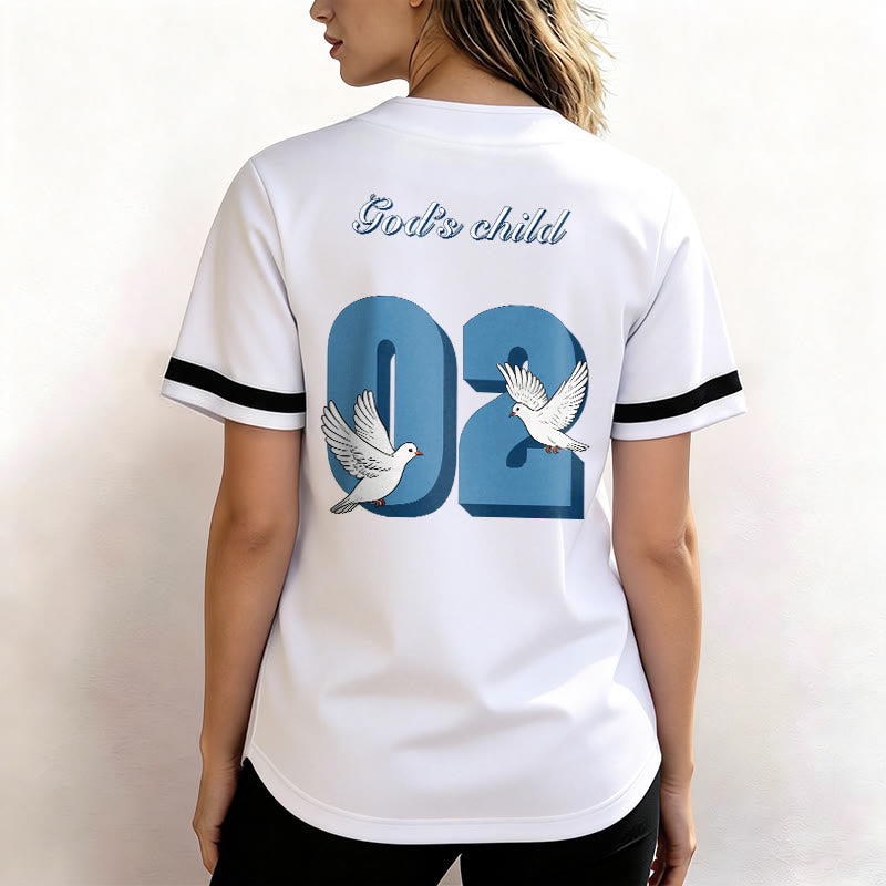 Christianartworkshop Maglia da baseball con design ispiratore "Figlio di Dio" con colomba e numero - image 11