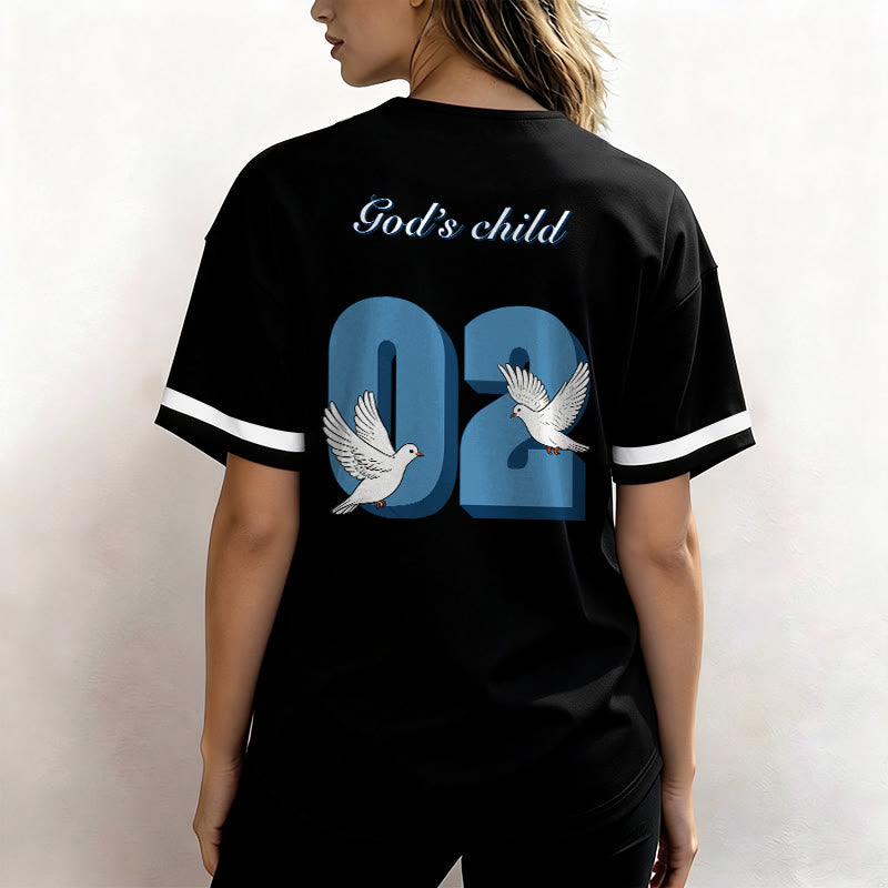 Christianartworkshop Maglia da baseball con design ispiratore "Figlio di Dio" con colomba e numero - image 4