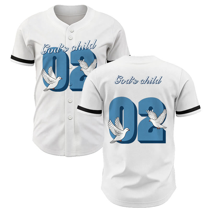 Christianartworkshop Maglia da baseball con design ispiratore "Figlio di Dio" con colomba e numero - Bianco - 5XL - image 7