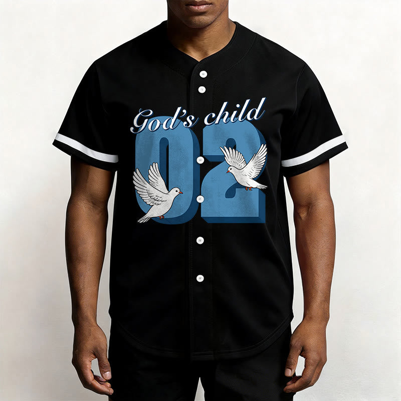 Christianartworkshop Maglia da baseball con design ispiratore "Figlio di Dio" con colomba e numero - image 1