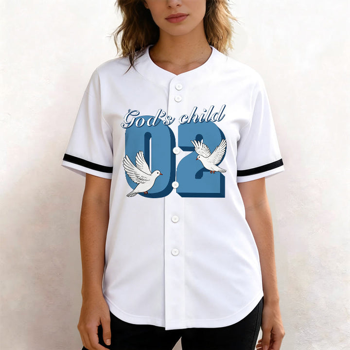 Christianartworkshop Maglia da baseball con design ispiratore "Figlio di Dio" con colomba e numero - image 10