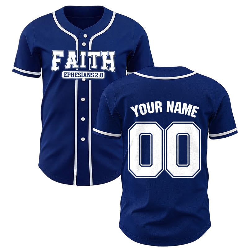 Christianartworkshop Faith Maglia da baseball personalizzata con nome e numero - Blu navy - 5XL - Nome & Numero personalizzati - image 1