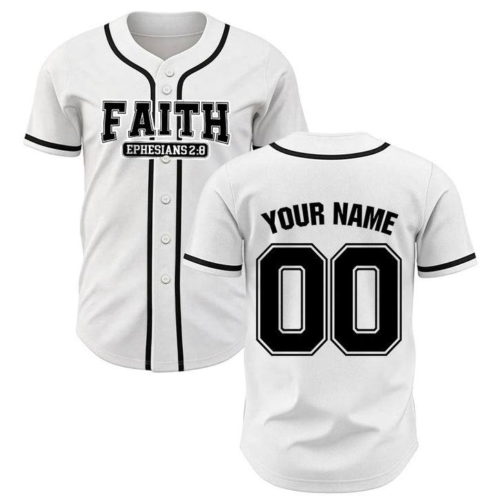 Christianartworkshop Faith Maglia da baseball personalizzata con nome e numero - Bianco - 5XL - Nome & Numero personalizzati - image 15
