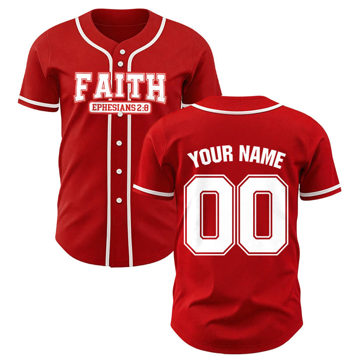Christianartworkshop Faith Maglia da baseball personalizzata con nome e numero - Rosso - 5XL - Nome & Numero personalizzati - image 22