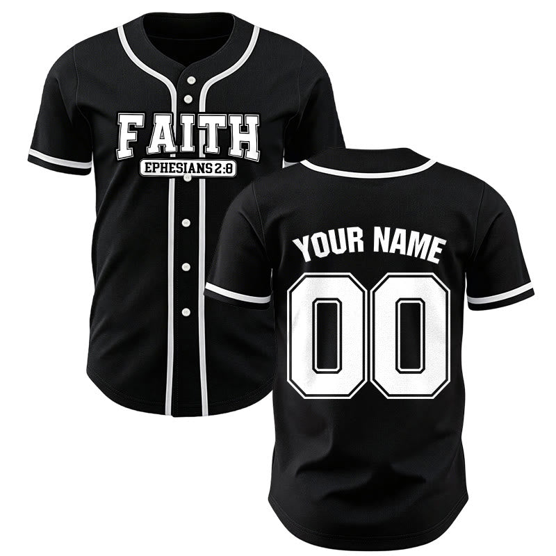 Christianartworkshop Faith Maglia da baseball personalizzata con nome e numero - Nero - 5XL - Nome & Numero personalizzati - image 29