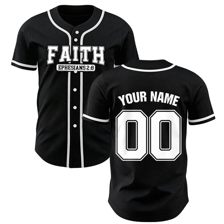 Christianartworkshop Faith Maglia da baseball personalizzata con nome e numero - Nero - 5XL - Nome & Numero personalizzati - image 29