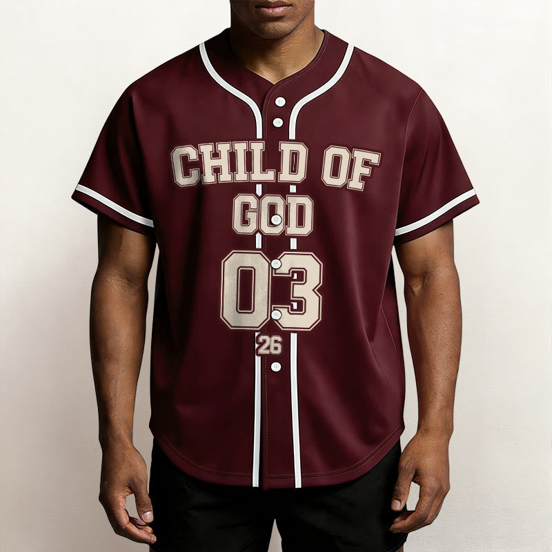 Christianartworkshop Maglia da baseball personalizzata con nome e numero "Figlio di Dio" con dichiarazione cristiana. - image 1