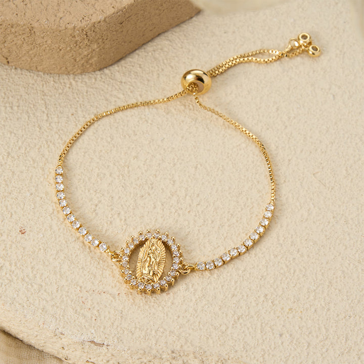 Christianartworkshop Bracciale bolo regolabile con la Madonna al centro, simbolo della grazia divina - Ferro di cavallo e Nostra Signora - image 15