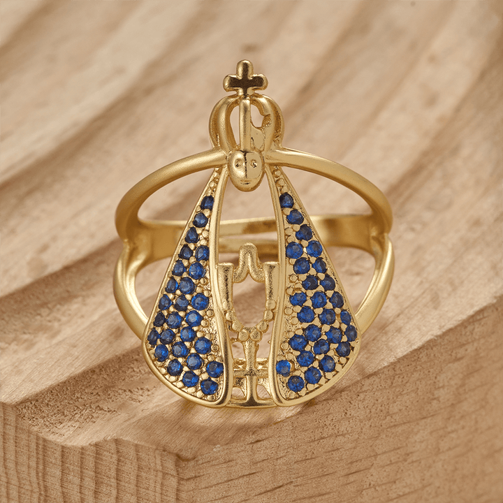 Christianartworkshop Anello devozionale della Madonna di Guadalupe: Emblema della grazia e della protezione divina della Madonna. - Adatto alle taglie americane 6-9 - image 0