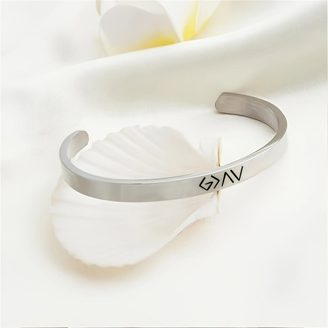 Christianartworkshop Bracciale rigido con incisione "Dio è più grande degli alti e bassi": un simbolo di speranza incrollabile - image 2