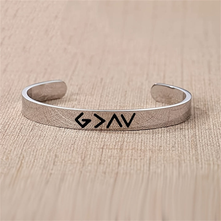 Christianartworkshop Bracciale rigido con incisione "Dio è più grande degli alti e bassi": un simbolo di speranza incrollabile - G>∧∨ - image 0