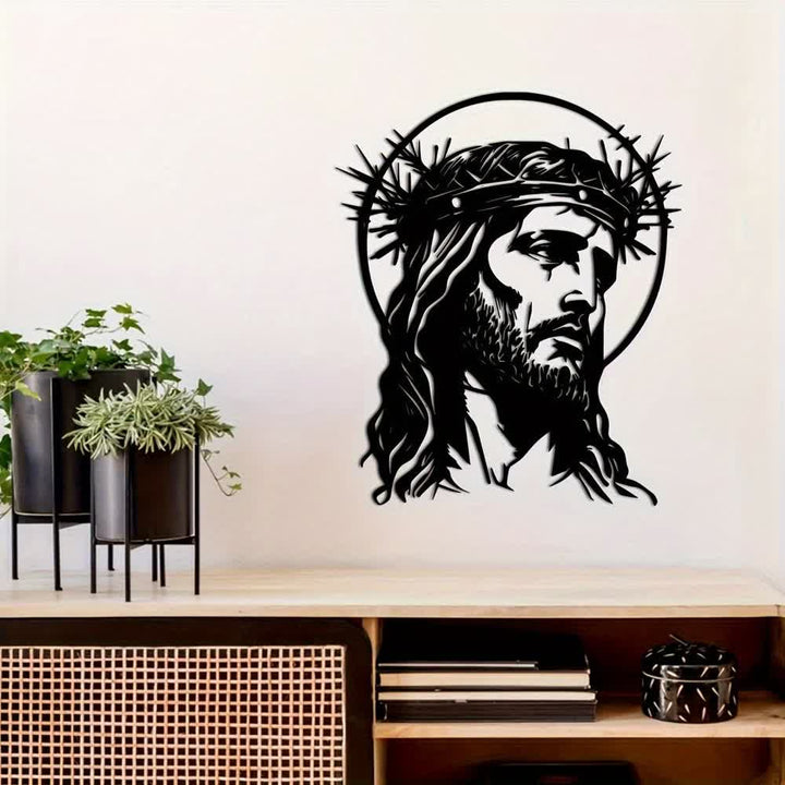 Decorazione murale in metallo raffigurante il Sacro Gesù con la corona di spine, Christianartworkshop. - image 3