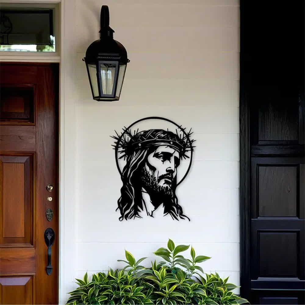 Decorazione murale in metallo raffigurante il Sacro Gesù con la corona di spine, Christianartworkshop. - image 1