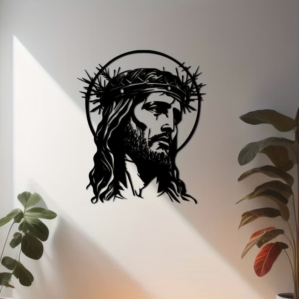 Decorazione murale in metallo raffigurante il Sacro Gesù con la corona di spine, Christianartworkshop. - image 2