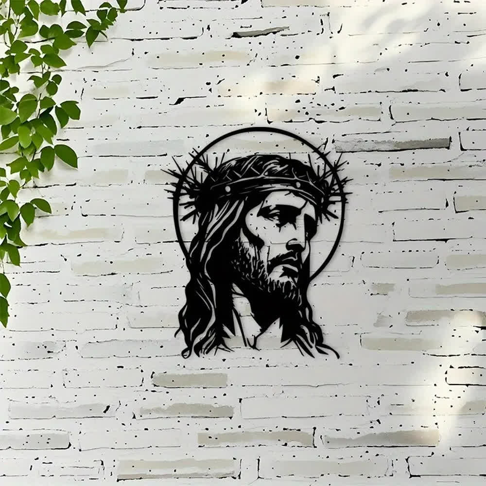 Decorazione murale in metallo raffigurante il Sacro Gesù con la corona di spine, Christianartworkshop. - image 5
