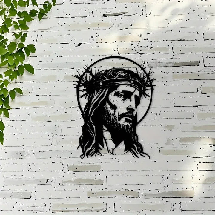Decorazione murale in metallo raffigurante il Sacro Gesù con la corona di spine, Christianartworkshop. - image 5