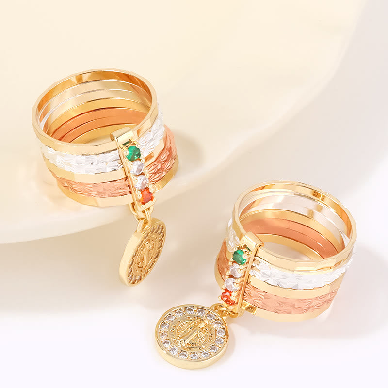 Christianartworkshop Anello di devozione mariana a più livelli con medaglia pendente: un simbolo quotidiano di speranza e incoraggiamento. - image 1