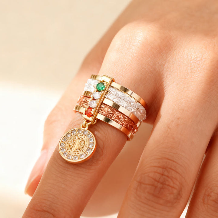 Christianartworkshop Anello di devozione mariana a più livelli con medaglia pendente: un simbolo quotidiano di speranza e incoraggiamento. - US 9 - image 0