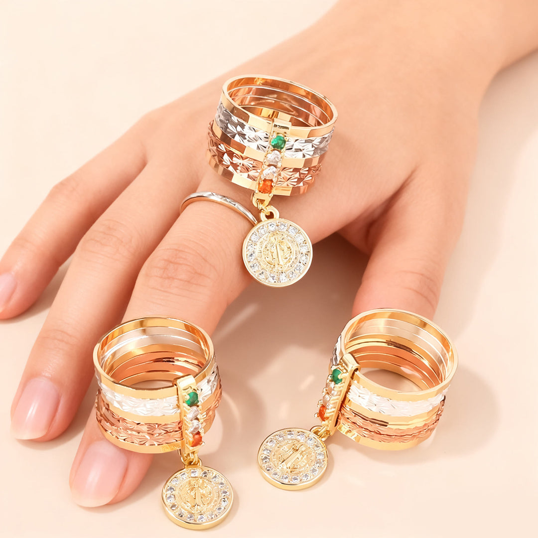 Christianartworkshop Anello di devozione mariana a più livelli con medaglia pendente: un simbolo quotidiano di speranza e incoraggiamento. - image 2