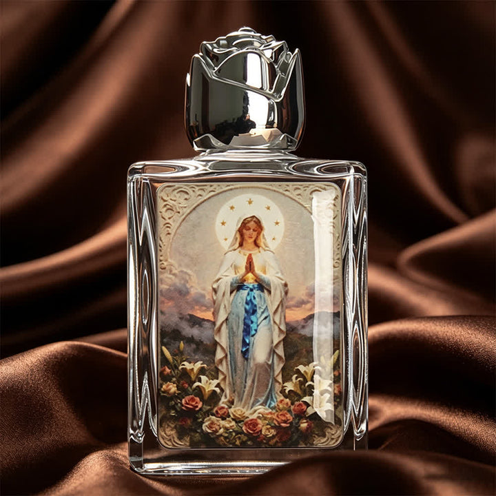 Christianartworkshop Bottiglia quadrata per acqua santa con icone cattoliche: bottiglia profumata con immagini sacre - Nostra Signora di Lourdes - image 11