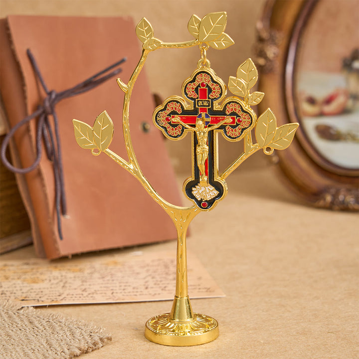 Christianartworkshop Decorazione da scrivania a forma di albero della vita con ciondolo a crocifisso: un simbolo di devozione e rinnovamento. - image 5