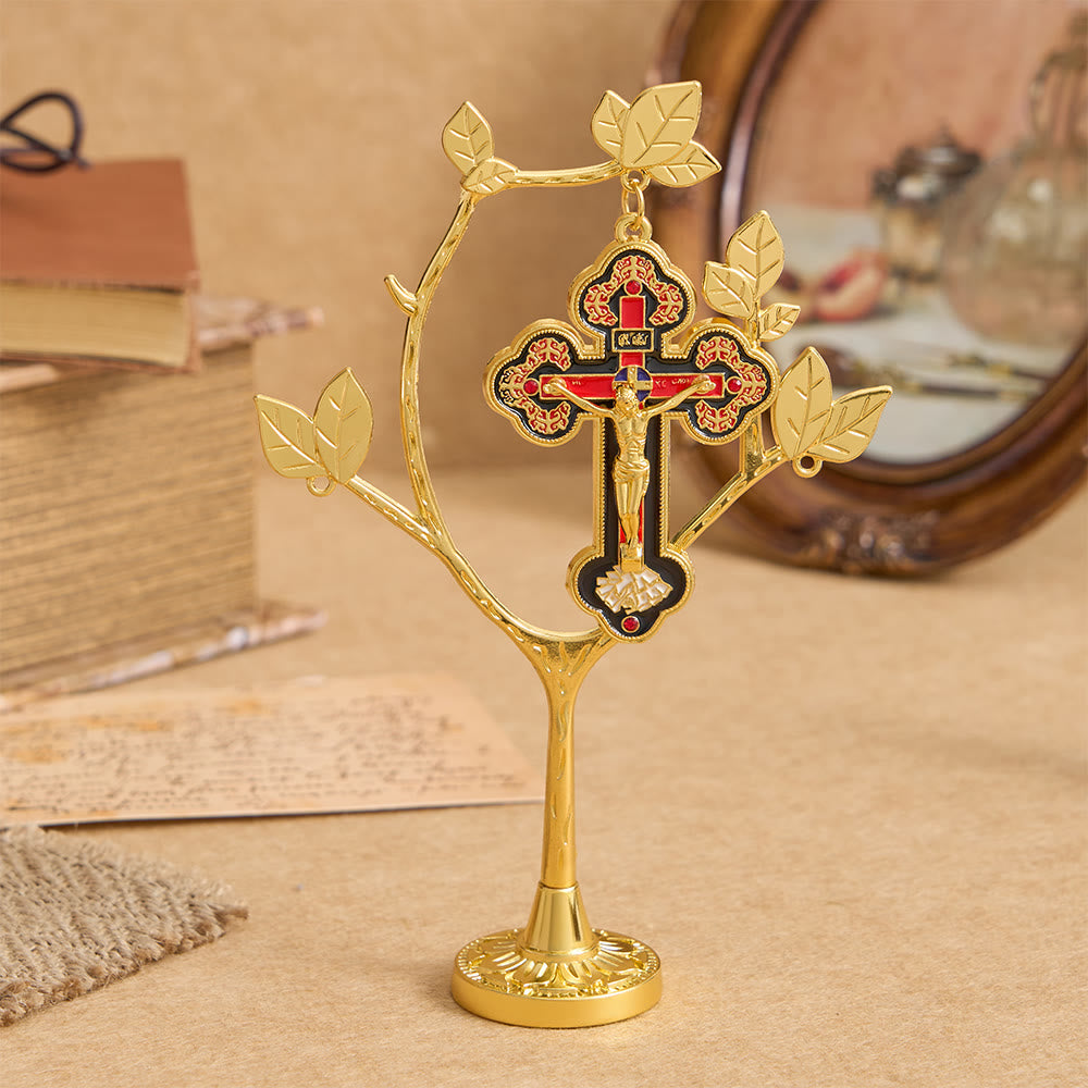 Christianartworkshop Decorazione da scrivania a forma di albero della vita con ciondolo a crocifisso: un simbolo di devozione e rinnovamento. - Crocifisso dell'albero della vita - image 0