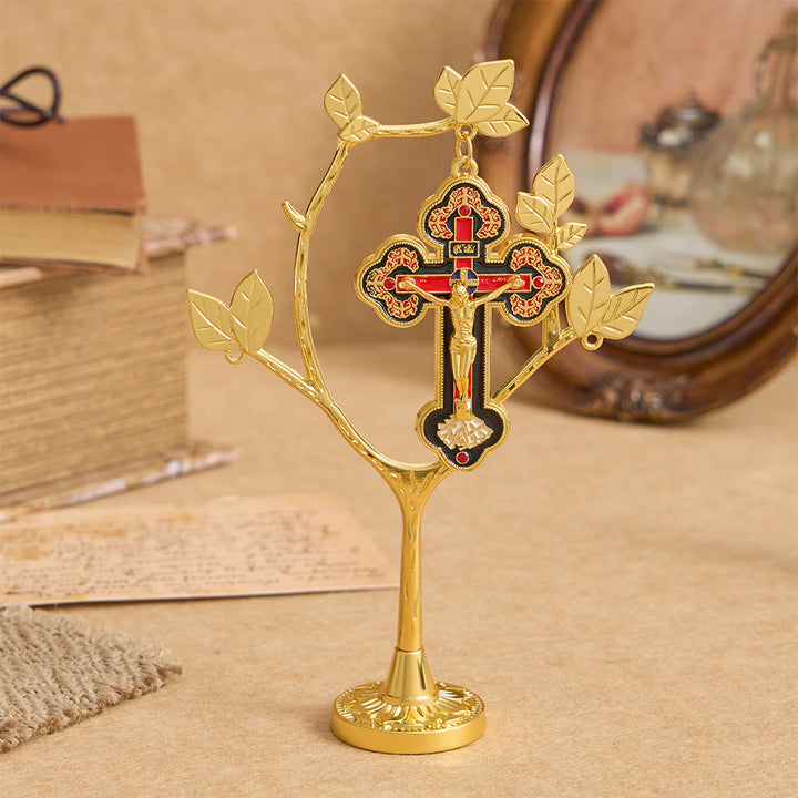 Christianartworkshop Decorazione da scrivania a forma di albero della vita con ciondolo a crocifisso: un simbolo di devozione e rinnovamento. - Crocifisso dell'albero della vita - image 0