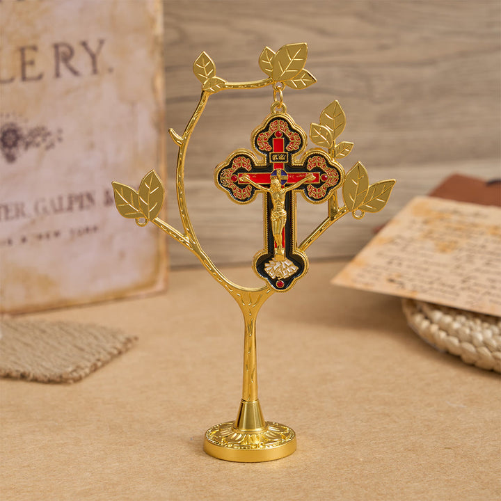 Christianartworkshop Decorazione da scrivania a forma di albero della vita con ciondolo a crocifisso: un simbolo di devozione e rinnovamento. - image 4
