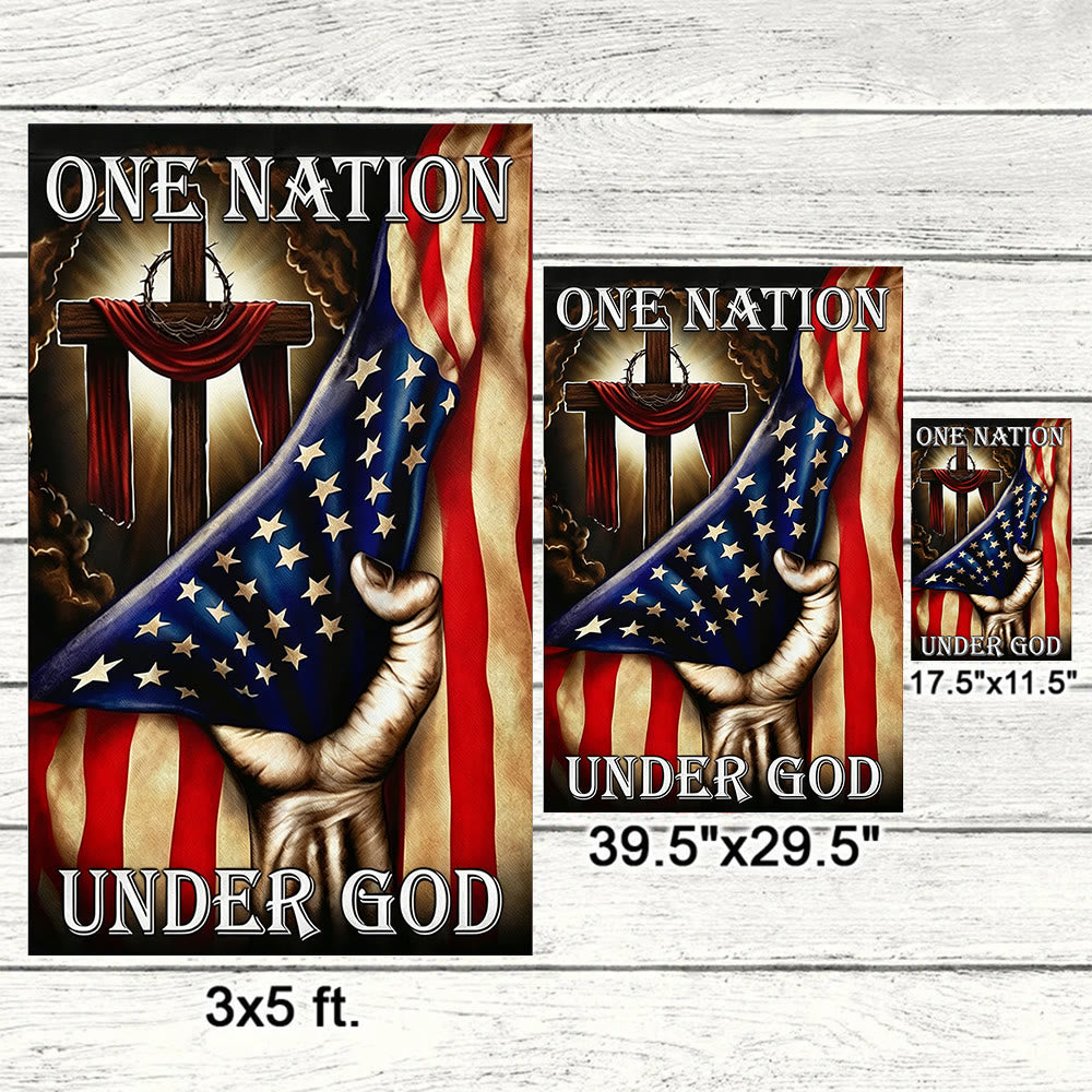 Christianartworkshop Bandiera da giardino con croce e bandiera americana "Una nazione sotto Dio": un simbolo di fede e patriottismo - image 5