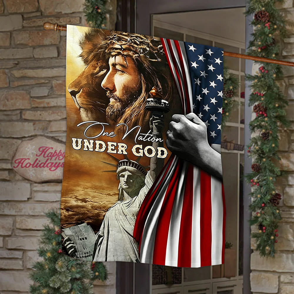 Christianartworkshop Una nazione sotto Dio Gesù Leone Bandiera del Liberty Garden: un simbolo di fede e patriottismo - image 3