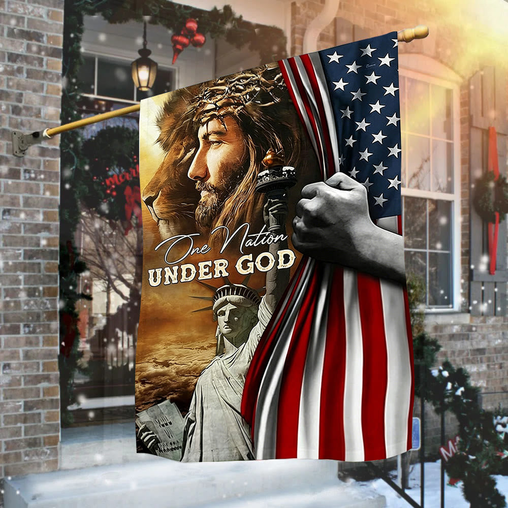 Christianartworkshop Una nazione sotto Dio Gesù Leone Bandiera del Liberty Garden: un simbolo di fede e patriottismo - image 1