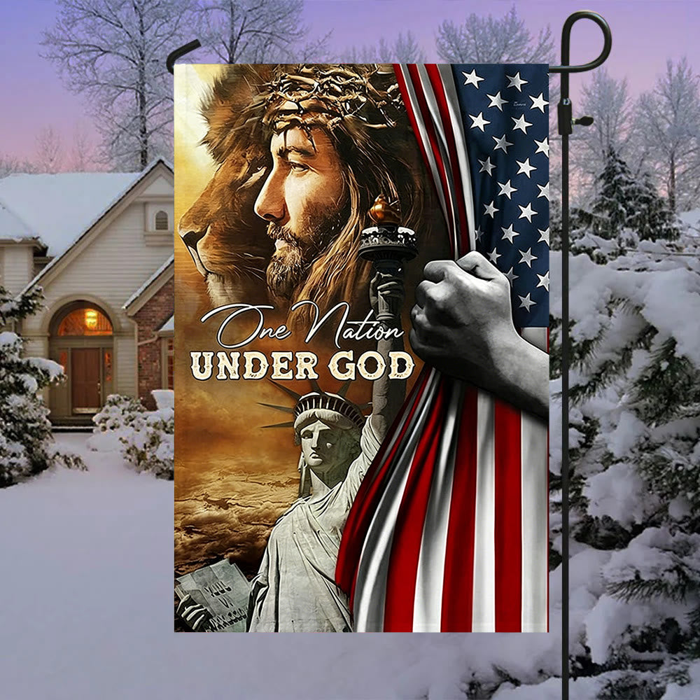 Christianartworkshop Una nazione sotto Dio Gesù Leone Bandiera del Liberty Garden: un simbolo di fede e patriottismo - image 2